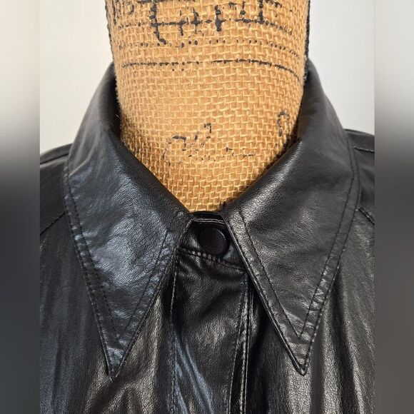 Zara Bloggers Favorite Faux Leather Long Sleeve Mini Dress Sz S Black NWOT - Picture 6 of 15